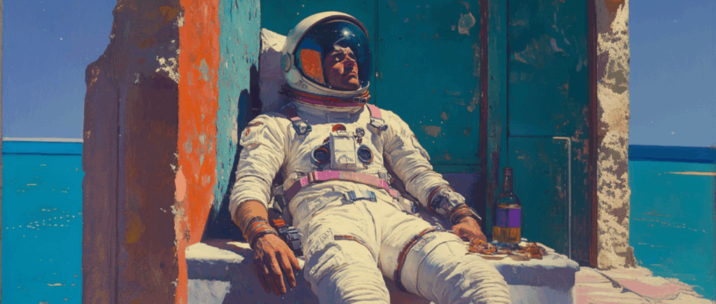 Astronauta tomando el sol