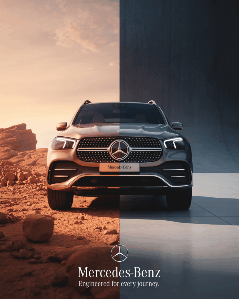 Coche de la marca Mercedes en el desierto