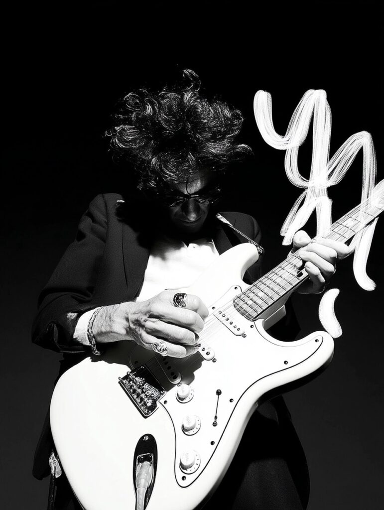 Rockero tocando la guitarra eléctrica