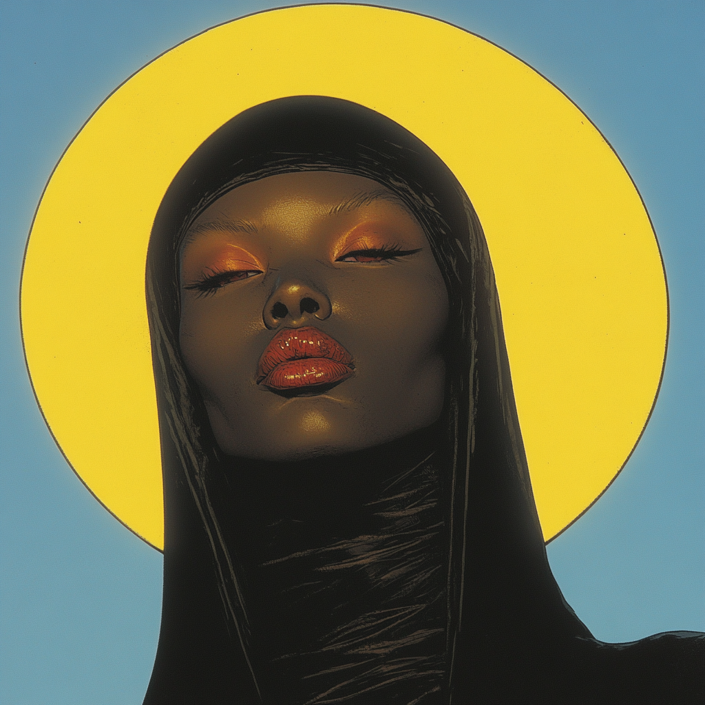 Mujer con velo mirándo a cámara