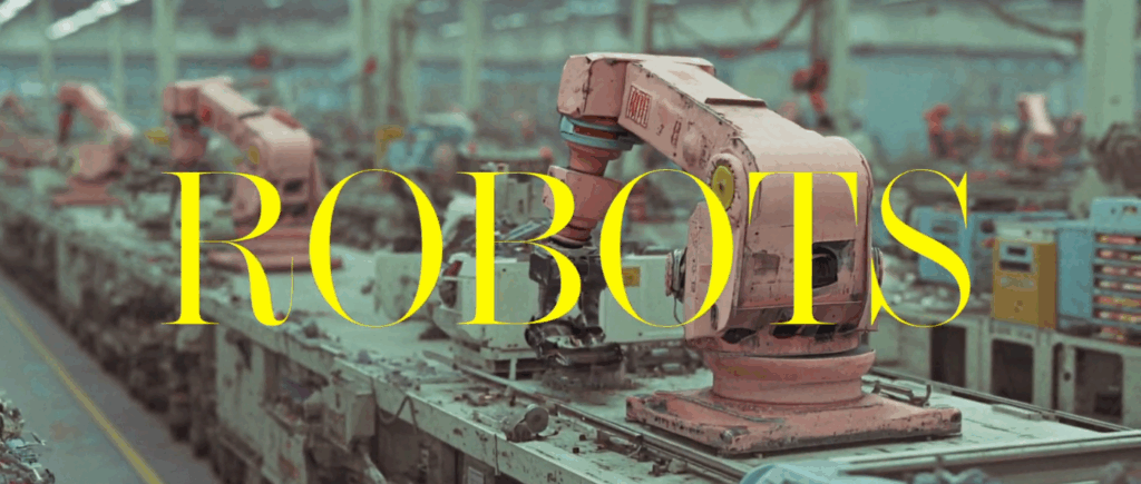 Robots en una fábrica trabajando
